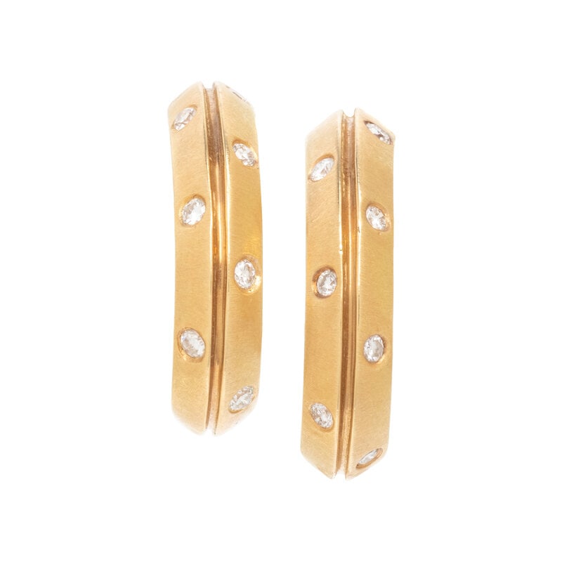 YELLOW GOLD AND DIAMOND HALF-HOOP EARCLIPS (1 of 2)