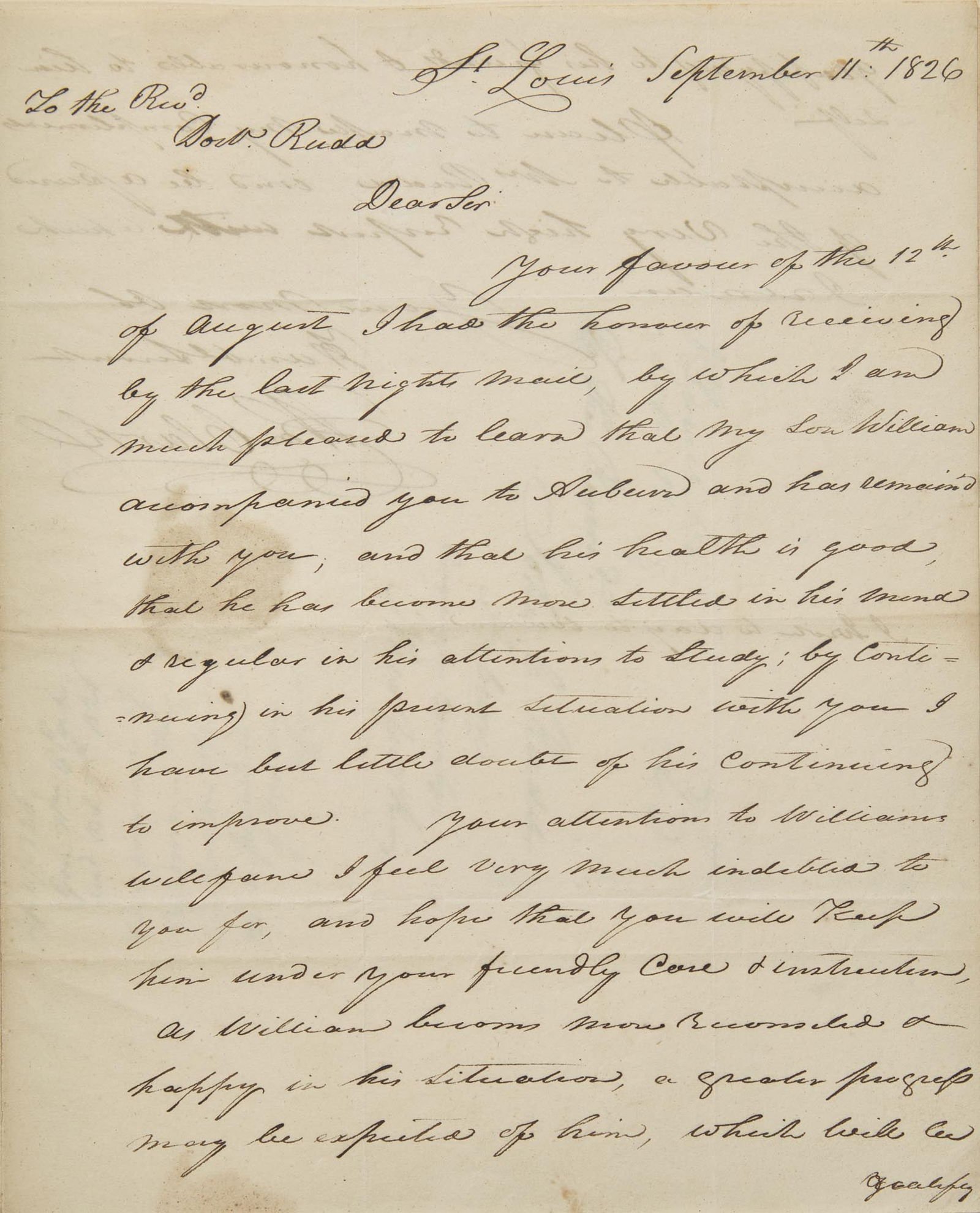 [Americana] Clark, William: Autograph Letter, signed (1 of 3)