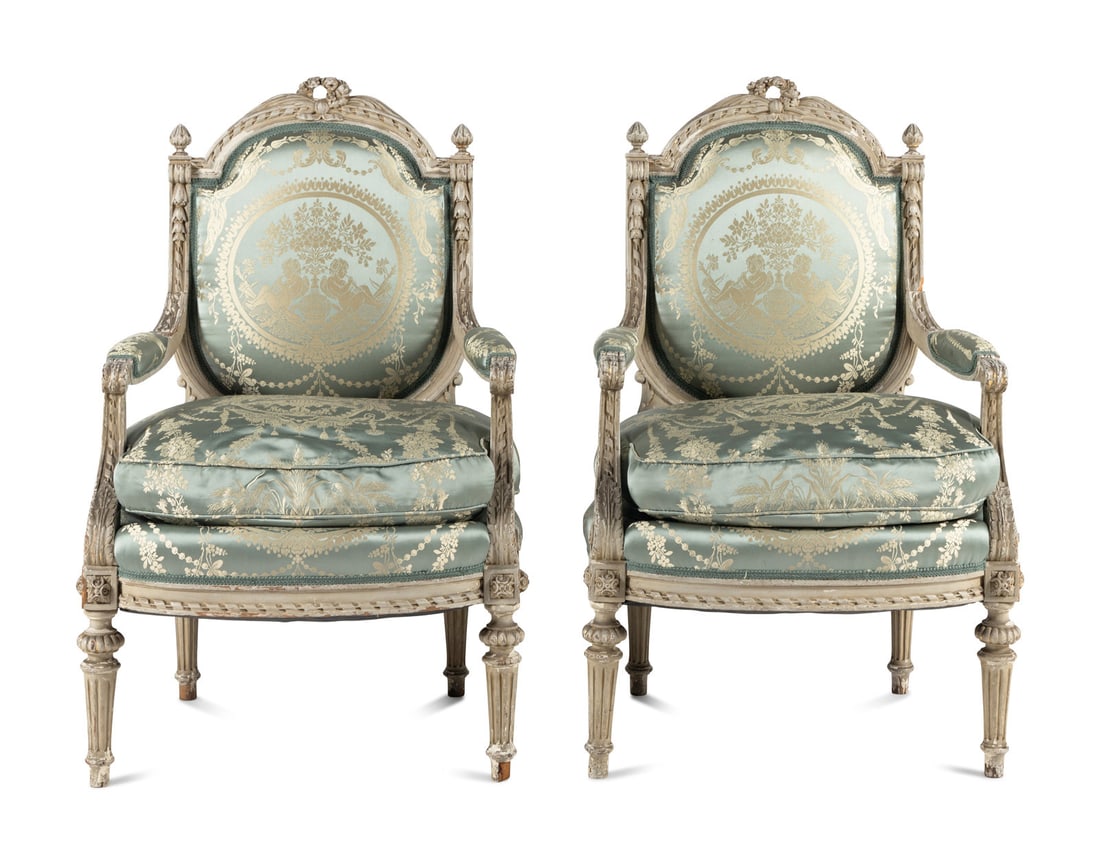 A Pair of Louis XVI Style Painted Fauteuils (1 of 5)