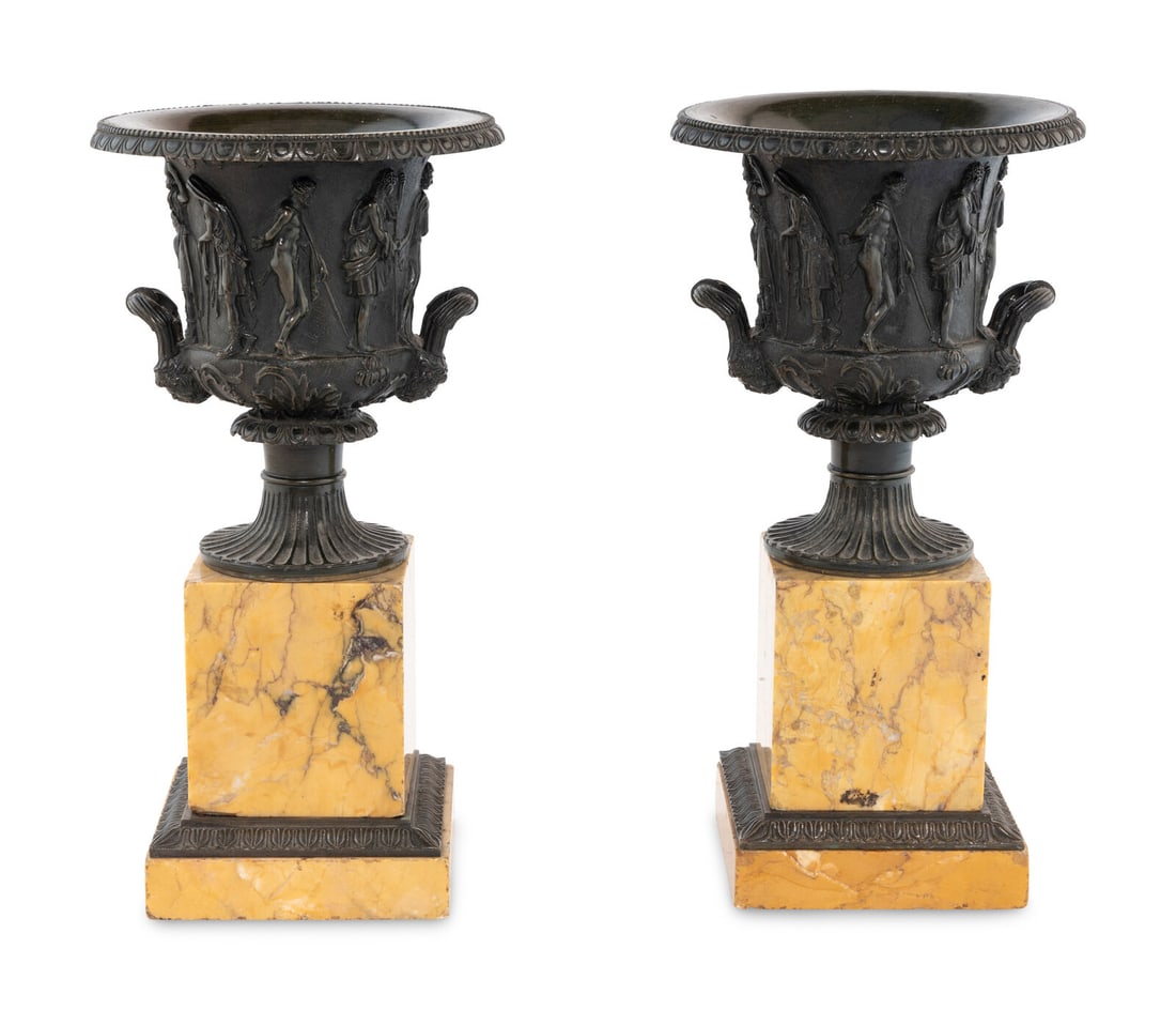 A Pair of French Marble and Bronze Campagna Urns (1 of 4)