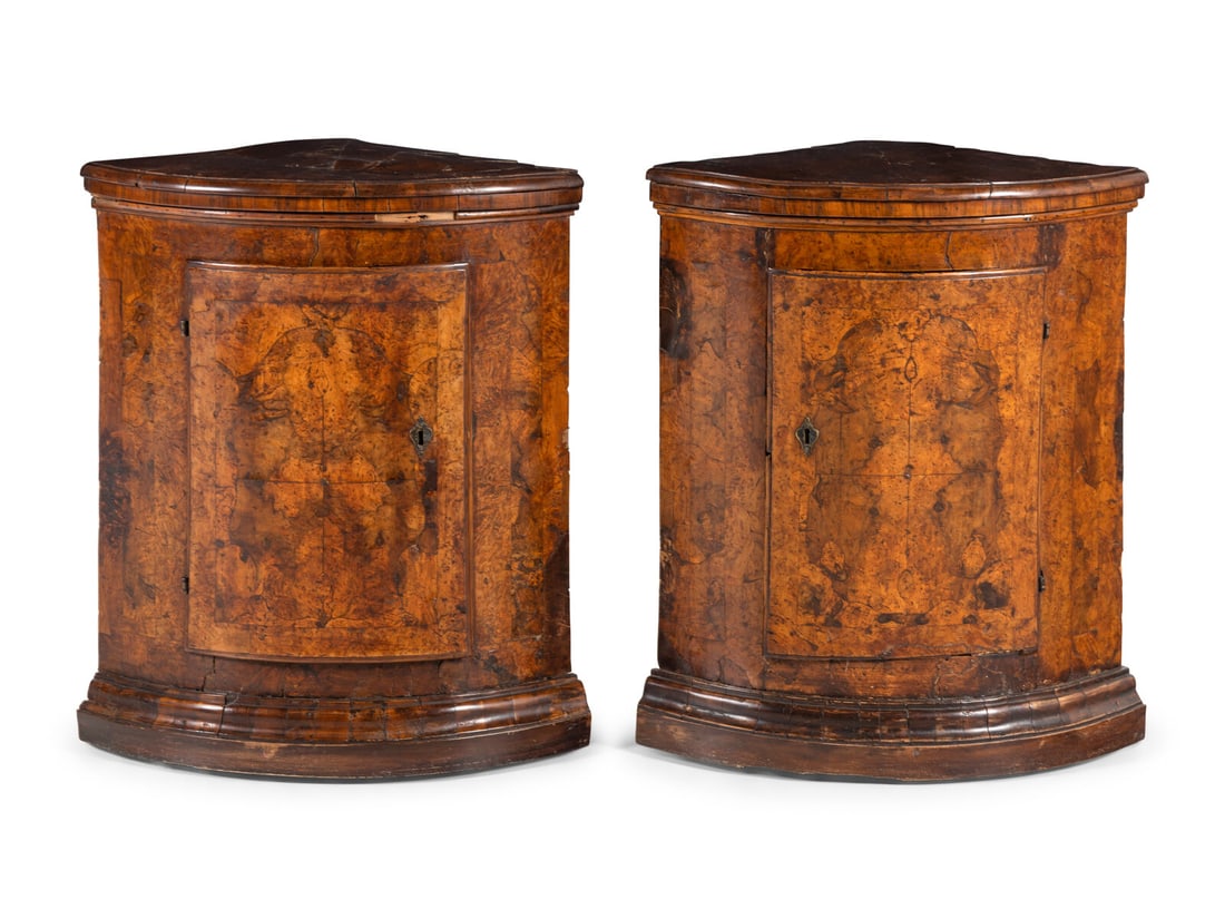 A Pair of North Italian Walnut Corner Cupboards (1 of 3)