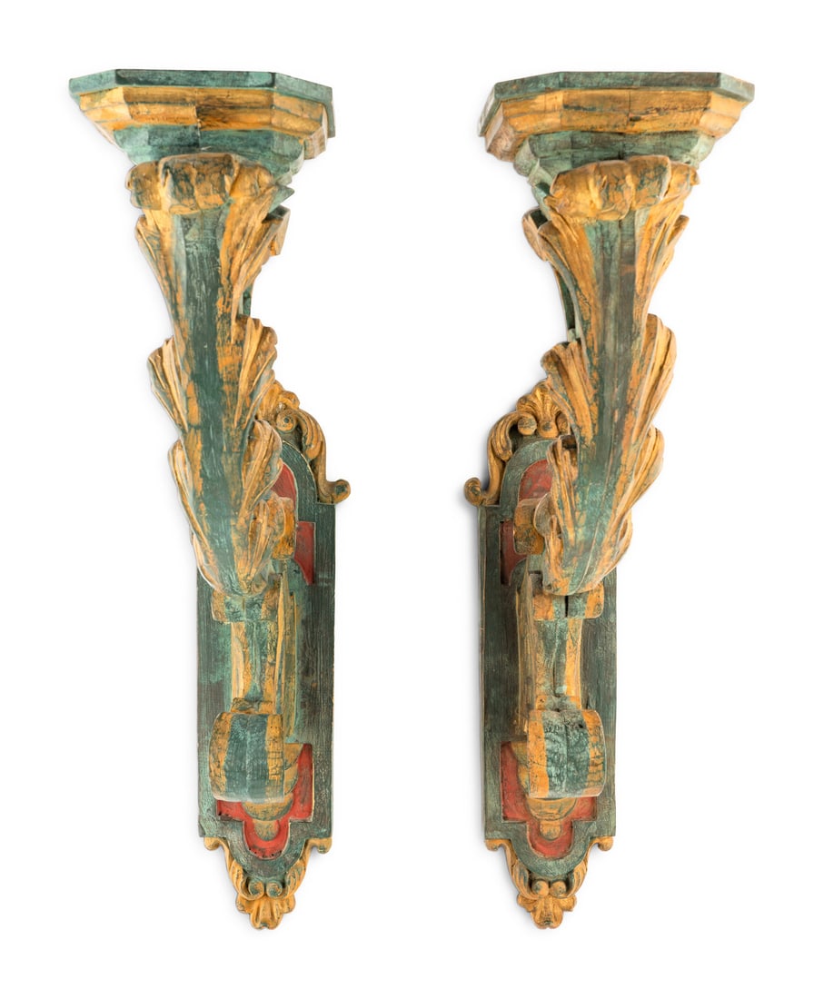 A Pair of Italian Polychrome Painted Sconces (1 of 5)