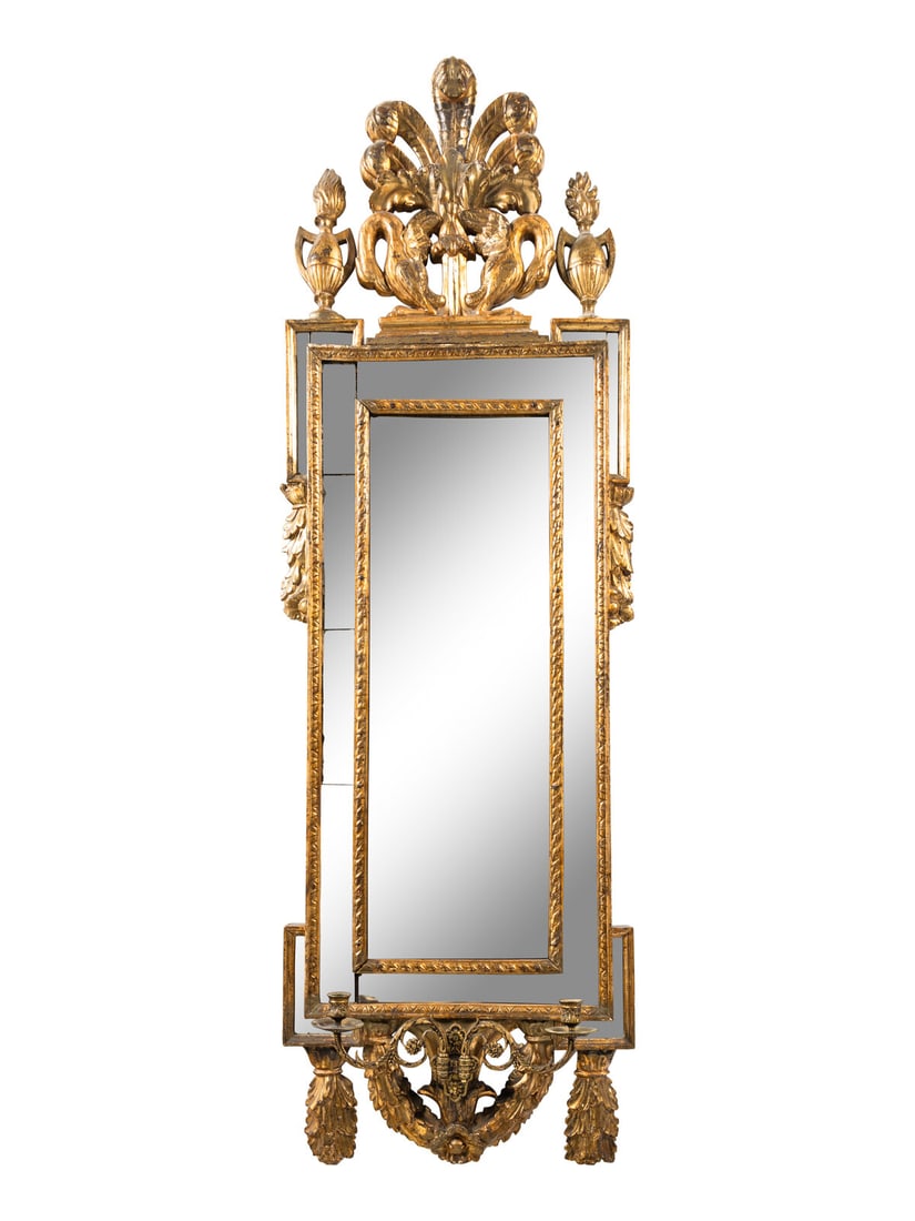 An Italian Giltwood Two-Light Girandole Mirror (1 of 2)