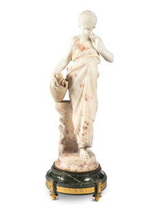 Guglielmo Pugi (Italian, 1850-1915): Guglielmo Pugi (Italian, 1850-1915) Rebecca at the Wellmarble and alabastersigned Pugi on the back of the figure.Height of sculpture 30 inches; height overall 35 inches. Property from a Private Collec