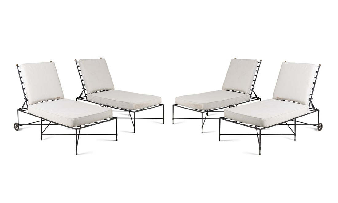 A Set of Four Mario Papperzini 'Amalfi' Chaises: A Set of Four Mario Papperzini 'Amalfi' Chaises Height 47 1/2 x width 29 1/2 x length 66 inches (fully upright).