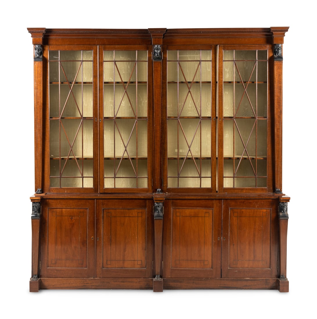 A Regency Part Ebonized Mahogany Breakfront Bookcase (1 of 4)