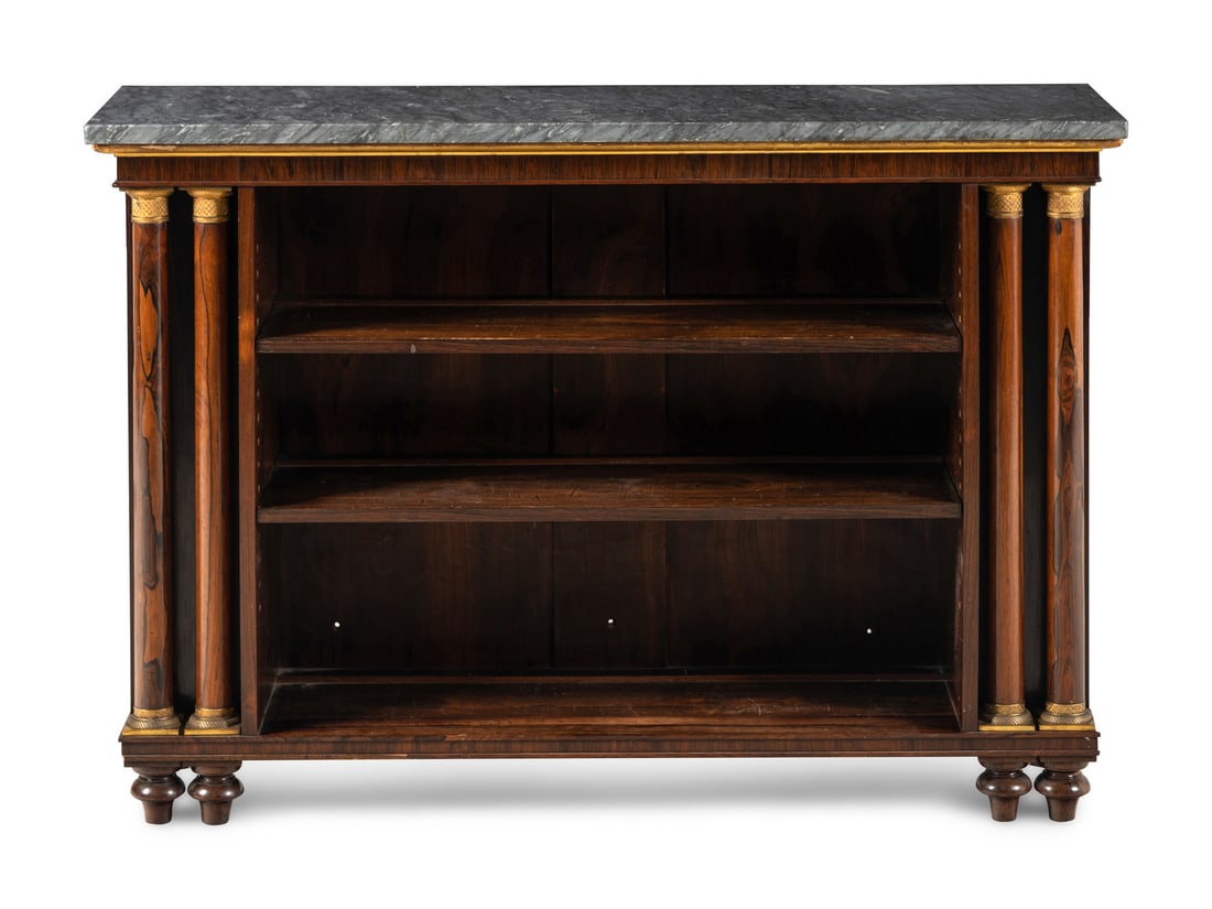 A Regency Rosewood Marble-Top Open Bookcase (1 of 3)