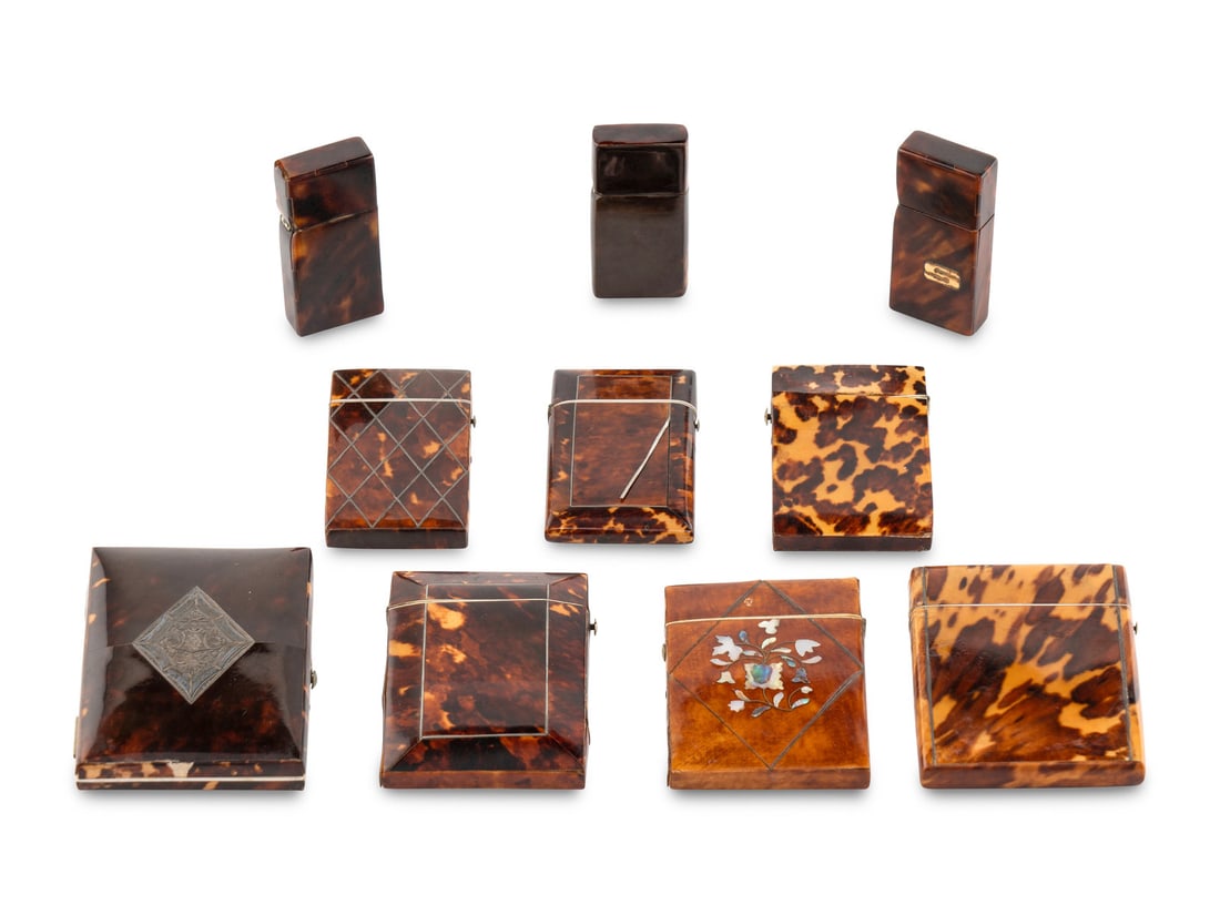 Seven Victorian Tortoise Shell Card Cases (1 of 4)
