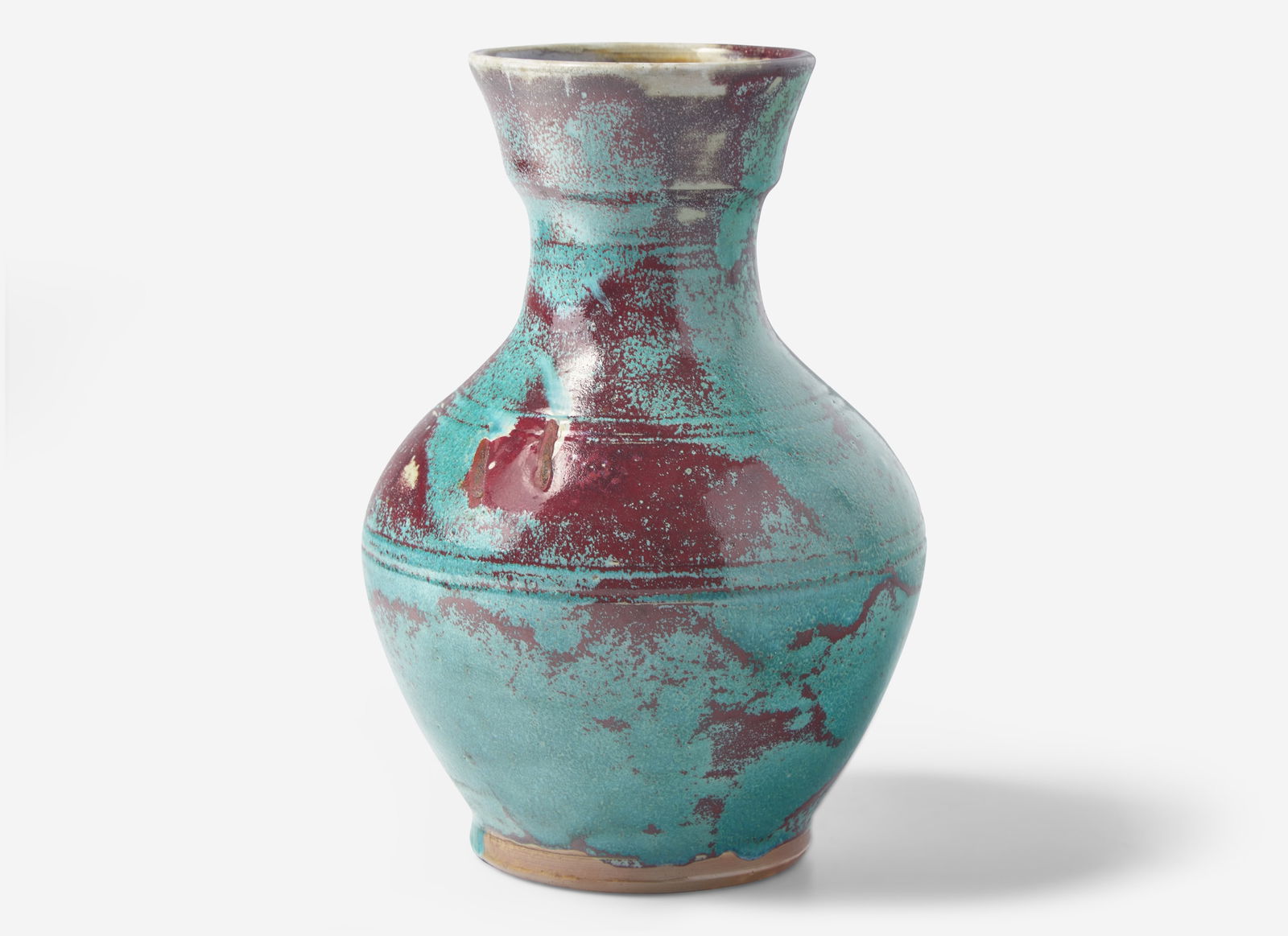 Jugtown Pottery, Chinese Blue Hu-Form Vase (1 of 3)