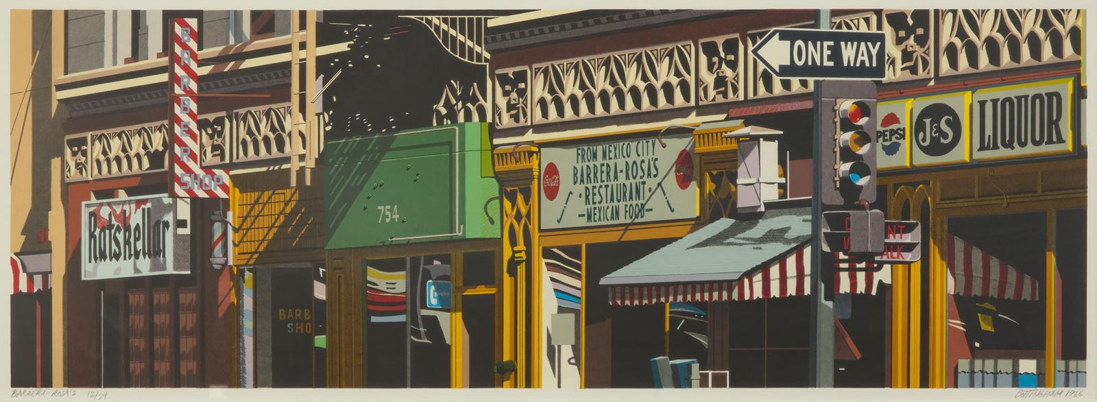Robert Cottingham (American, b. 1935), Barrera-Rosa’s (a Suite of Three Works) (1 of 6)