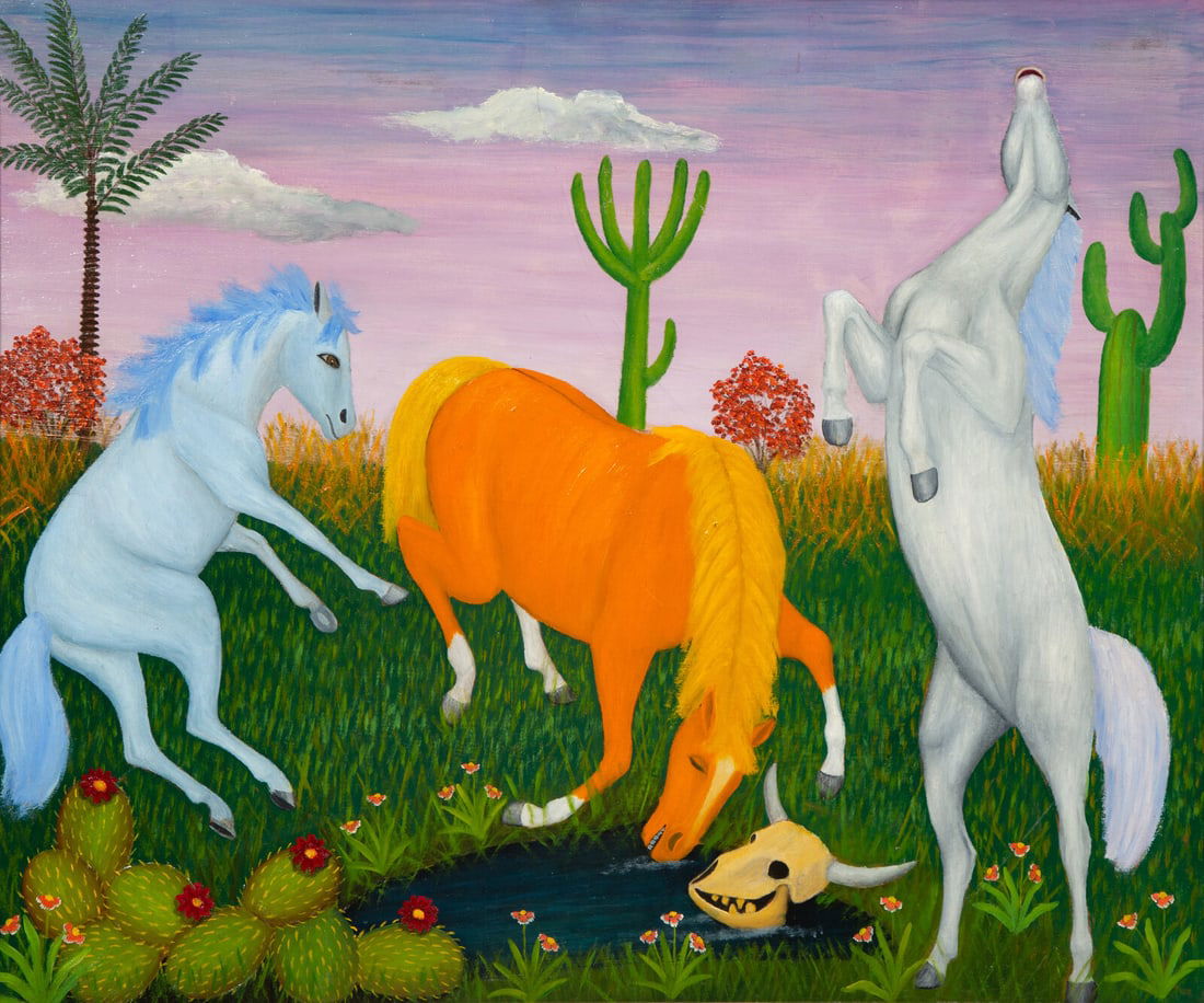 Laurence Lebduska (American, 1894-1966) Horses at the Water Hole (1 of 4)