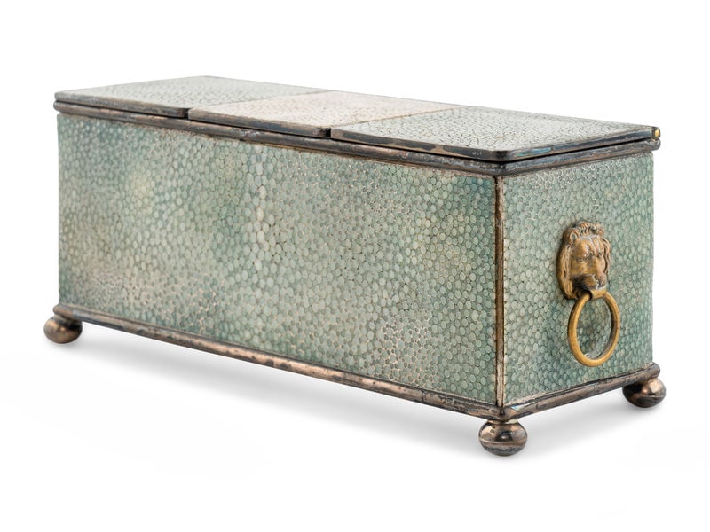 A Regency Silvered Metal and Shagreen Inkwell (1 of 4)