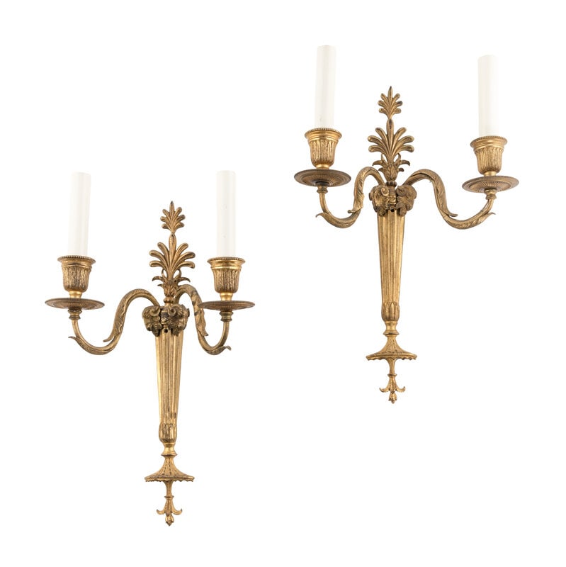A Pair of North European Gilt Bronze Two-Branch Wall-Lights (1 of 4)
