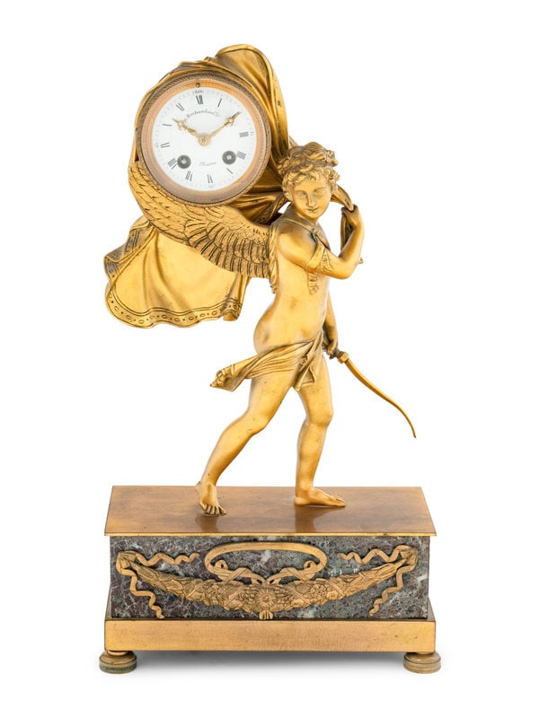 An Empire Style Gilt Bronze and Marble Figural Clock (1 of 5)
