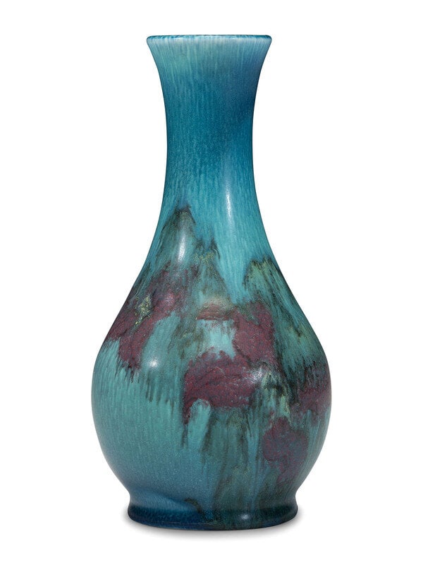 A Margaret Helen McDonald for Rookwood Pottery Vellum Vase: A Margaret Helen McDonald for Rookwood Pottery Vellum Vase (American, 1893-1964) with impressed manufacturer's mark, date mark, and shape number 2963 and brushed artist's cipher to underside.