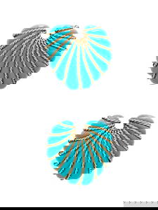 PAIR OF YELLOW GOLD AND COMPOSITE TURQUOISE BROOCHES