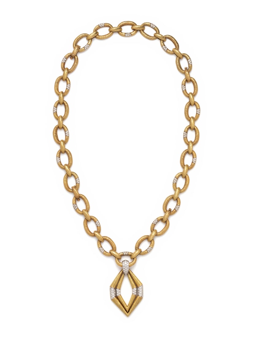 R. STONE, YELLOW GOLD AND DIAMOND CONVERTIBLE NECKLACE (1 of 4)