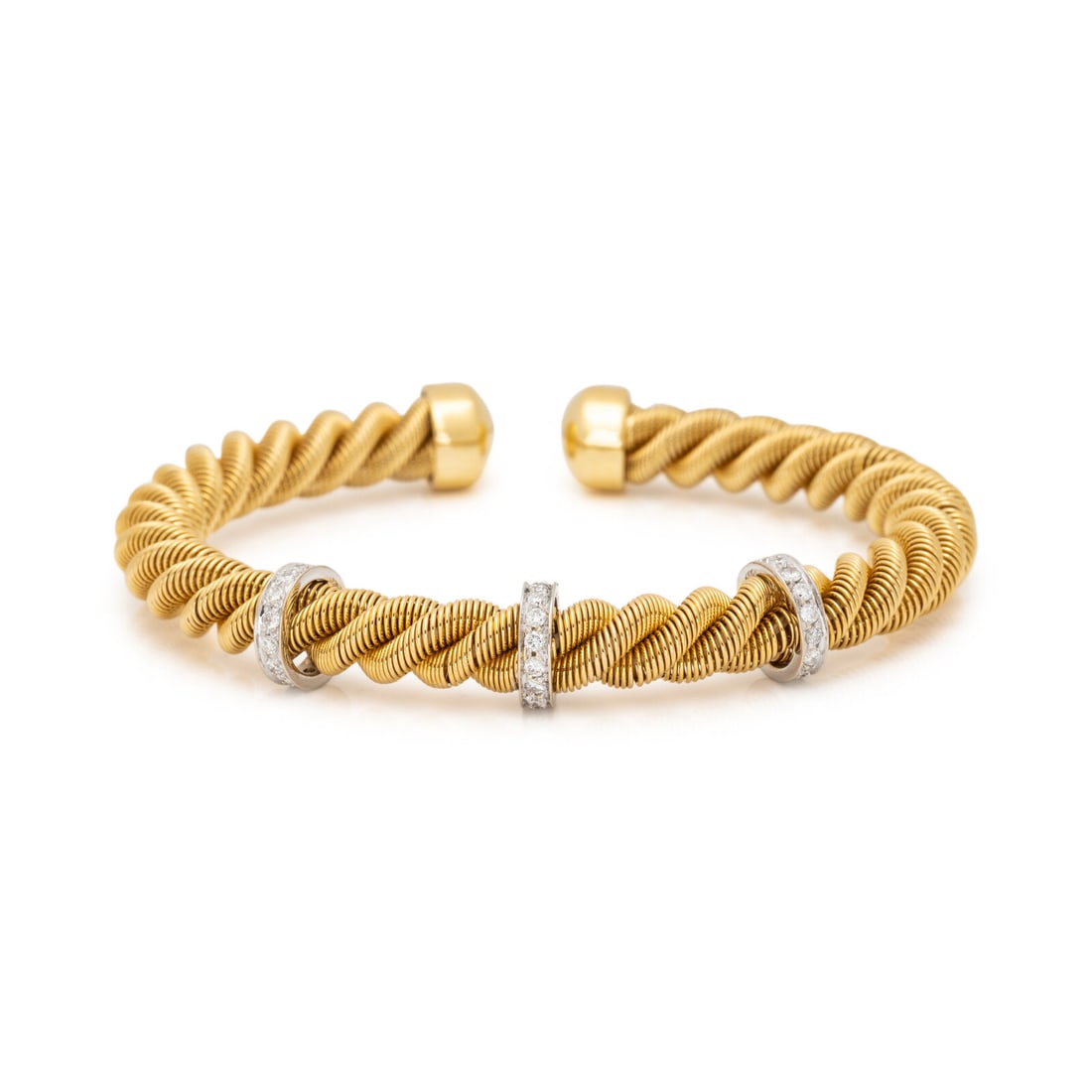 BICOLOR GOLD AND DIAMOND CUFF BRACELET (1 of 2)