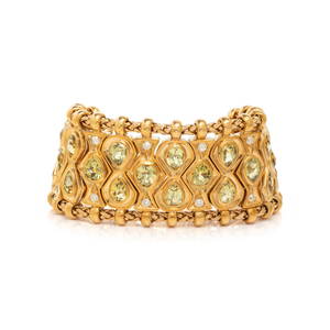 VERDURA, YELLOW GOLD, DIAMOND AND PERIDOT BRACELET