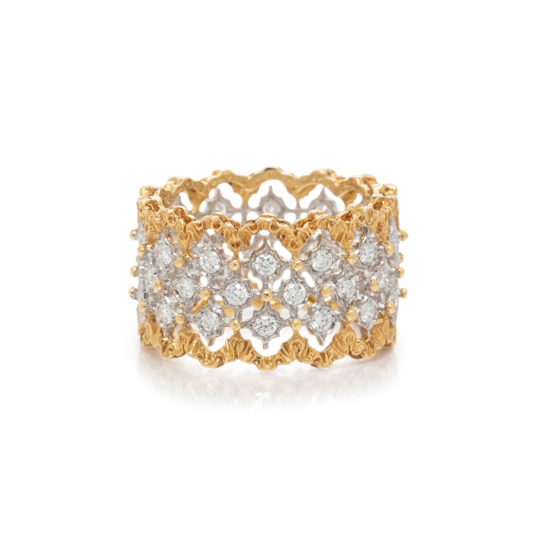 BUCCELLATI, BICOLOR GOLD AND DIAMOND 'ROMBI ETERNELLE' RING (1 of 2)