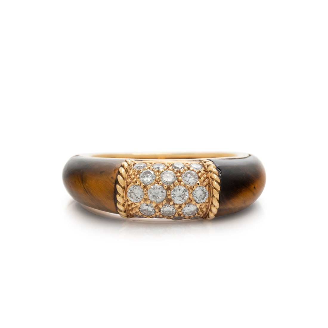 VAN CLEEF & ARPELS, YELLOW GOLD, DIAMOND AND TIGER'S EYE 'PHILIPPINE' RING (1 of 3)
