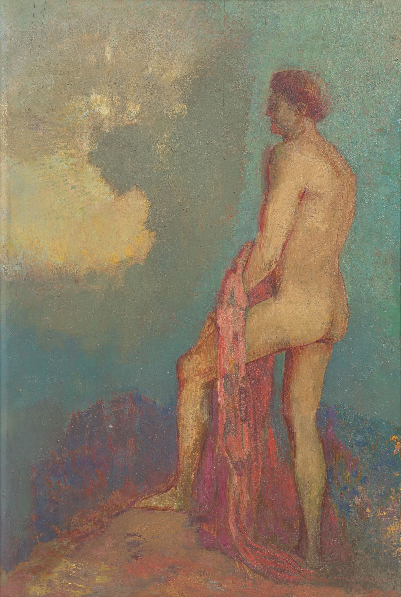 Odilon Redon (French, 1840-1916) - Œdipe au Jardin des Illusions: Odilon Redon (French, 1840-1916) - Œdipe au Jardin des Illusions Signed ‘ODILON REDON’ bottom right; also titled verso, oil on panel 15 x 10 in. (38.1 x 25.4cm) Provenance The Artist. The Artist'