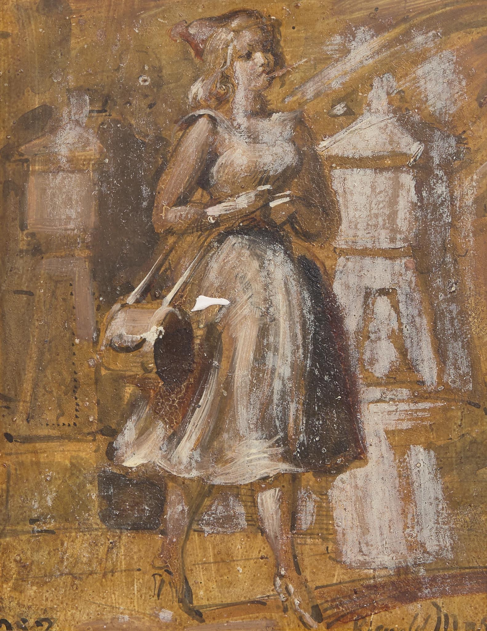 Reginald Marsh (American, 1898-1954) - Woman Walking; with The Red Skirt verso (A Double-Sided Work): Reginald Marsh (American, 1898-1954) - Woman Walking; with The Red Skirt verso (A Double-Sided Work) Signed and dated ‘Reginald Marsh 1953’ bottom right recto; also signed with the Artist'