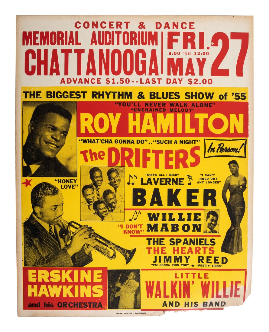 [MUSIC]. The Biggest Rhythm & Blues Show of '55. Concert poster promoting performances by The (1 of 2)