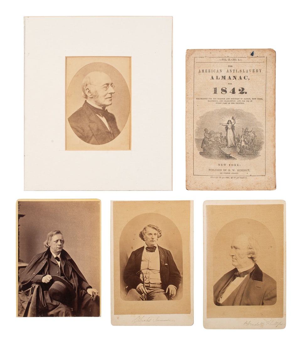[ENSLAVEMENT & ABOLITION]. A group of photographs and other items related to abolitionist figures (1 of 3)