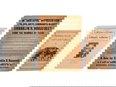 [ROOSEVELT, Franklin D. (1882-1945)]. A group of 4 items related to Roosevelt's campaign and the (1 of 4)