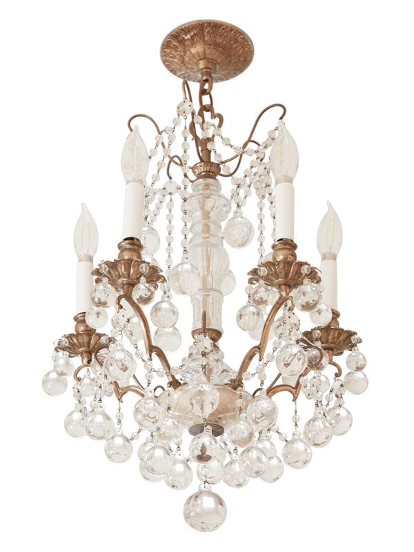 A French Gilt Bronze and Cut Glass Five-Light Chandelier  (1 of 3)