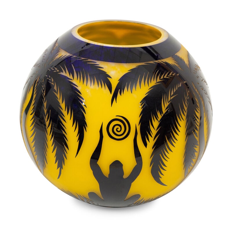 Duncan McClellan (American, b. 1955) Celebration of Life Force: Duncan McClellan (American, b. 1955) Celebration of Life Force carved glass etch signed on base Height 10 1/2 x diameter 10 1/2 inches. Size Height 10 1/2 x diameter 10