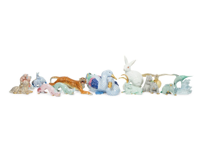 A Group of Thirteen Herend Porcelain Figures of Animals (1 of 4)