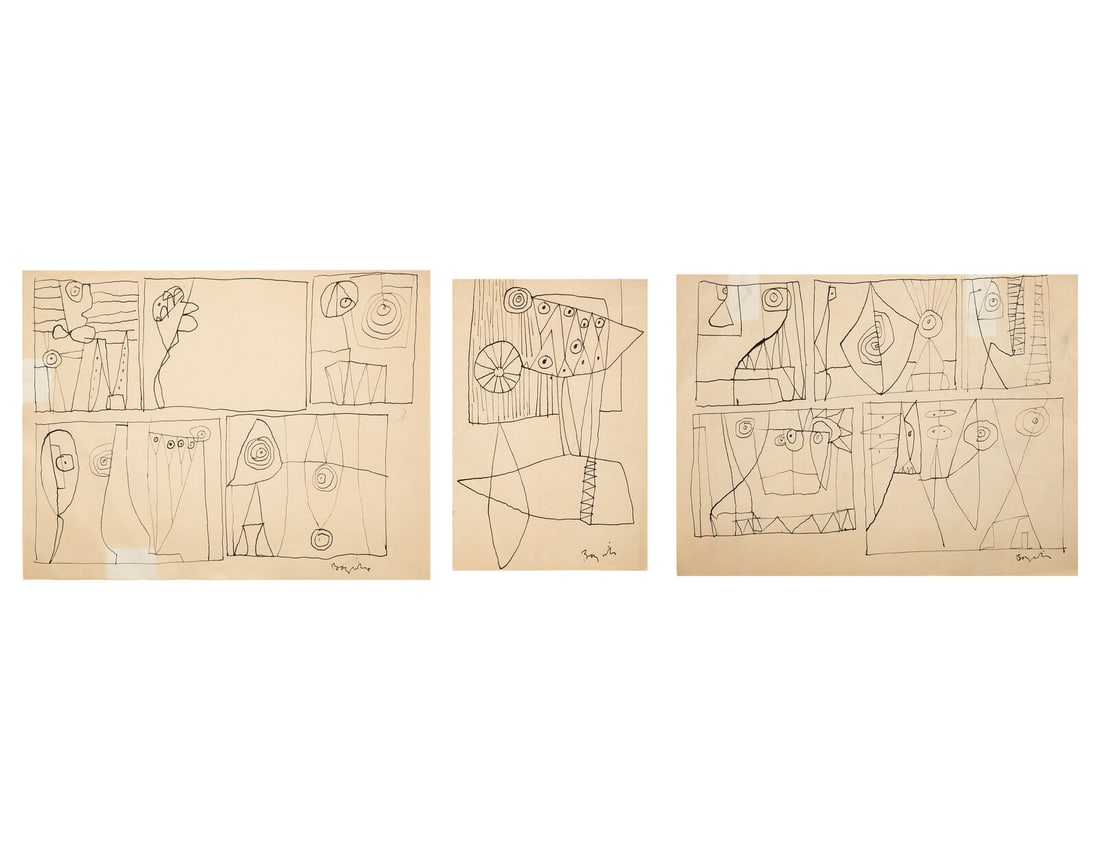 William Baziotes (American, 1912-1963) Untitled (triptych): William Baziotes (American, 1912-1963) Untitled (triptych) ink on paper each signed Baziotes (lower right) 8 1/2 x 10 7/8 inches; 8 1/2 x 10 7/8 inches; 5 x 8 3/4 inches. This lot is located in Palm B