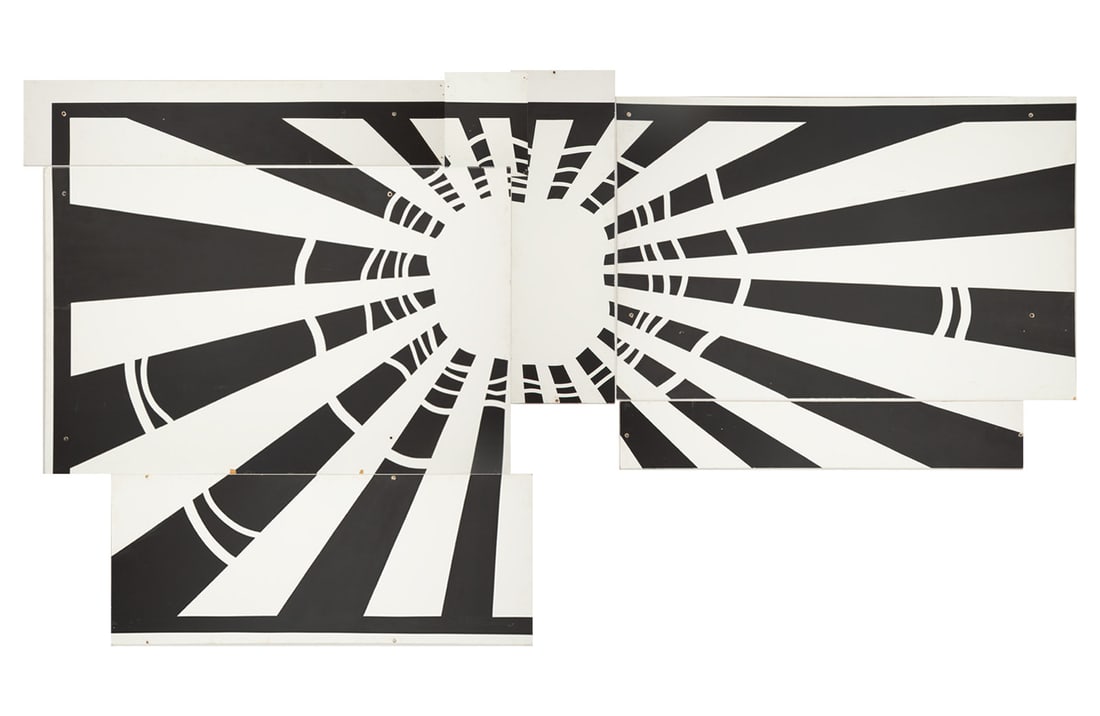 Franz Ackermann (German, b. 1963) Billboard II (no one), 2001: Franz Ackermann (German, b. 1963) Billboard II (no one), 2001 wood and metal signed Ackermann and dated (verso) 117 x 234 inches. Provenance: Jack Tilton Gallery, New York Acquired from the above by a