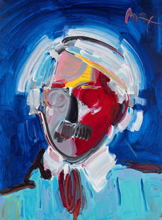 Peter Max (American, b. 1937) Andy with Mustache: Peter Max (American, b. 1937) Andy with Mustache acrylic on canvas signed Max (upper right) 36 x 48 inches. Property from a Corporate Art Collection