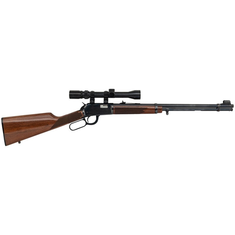 *Winchester Model 9422 XTR with Scope: *Winchester Model 9422 XTR with Scope .22 S/L/LR. 20" barrel length. SN: F450717. Blued metal finish. Two piece walnut stock has checkering to straight grip and forearm. Lever action rifle with an adj