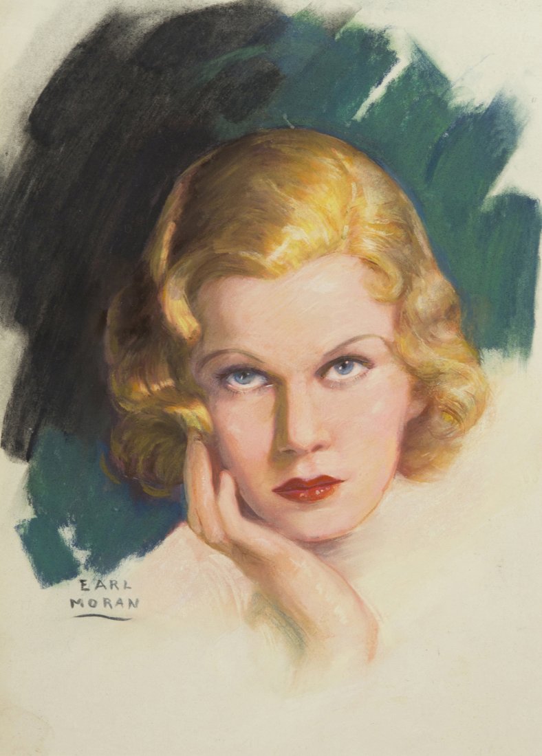 Earl Steffa Moran, (American, 1893-1984), Portrait: Earl Steffa Moran (American, 1893-1984) Portrait of Jean Harlow pastel signed Earl Moran (lower left) 12 1/2 x 10 1/4 inches.
