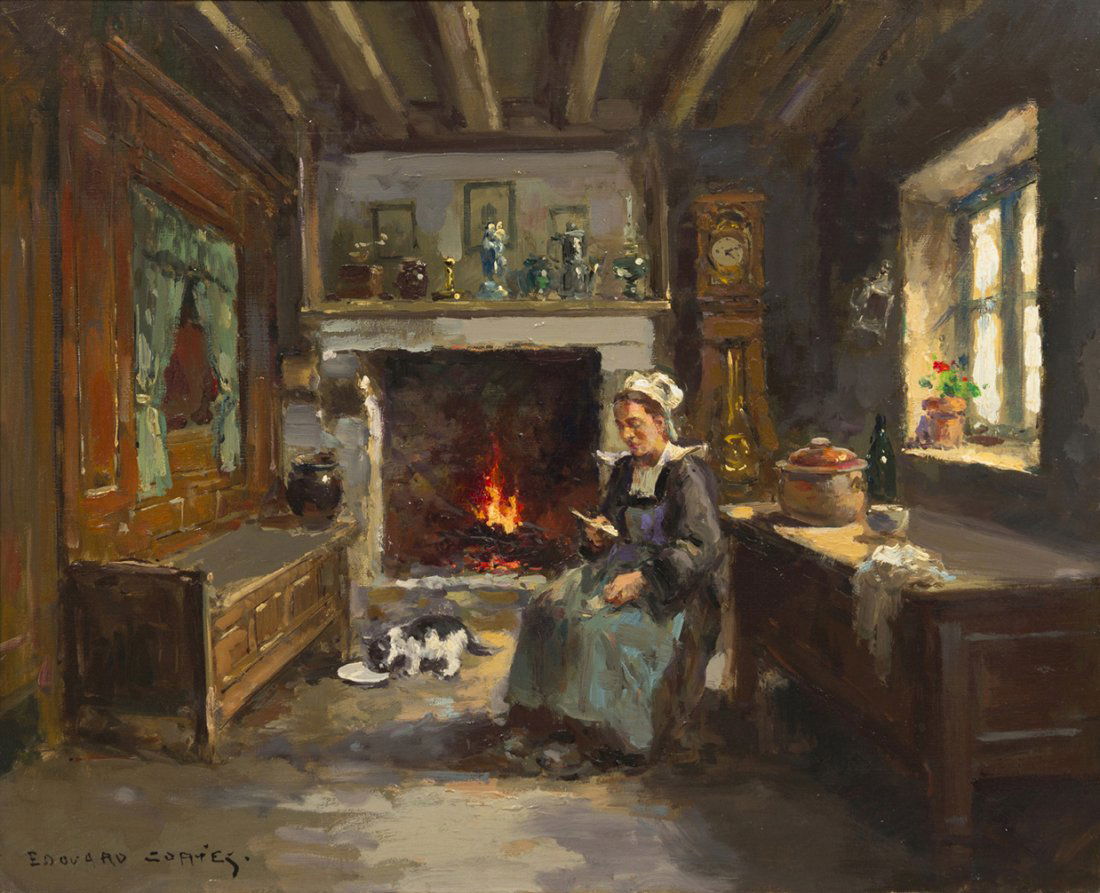 Edouard Leon Cortes, (French, 1882-1969), Ma mere: Edouard Leon Cortes (French, 1882-1969) Ma mere oil on canvas signed Edouard Cortes (lower left) 20 x 24 inches. David Klein has kindly confirmed the authenticity of this work.