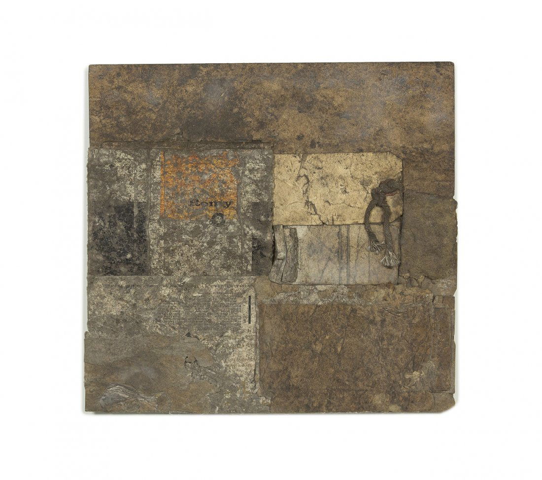 Robert Nickle, (American, 1919-1980), Untitled (b: Robert Nickle (American, 1919-1980) Untitled (browns with orange), 1970-76 collage signed Robert Nickle and dated (verso) 11 1/4 x 12 inches. Provenance: Richard Gray Gallery,