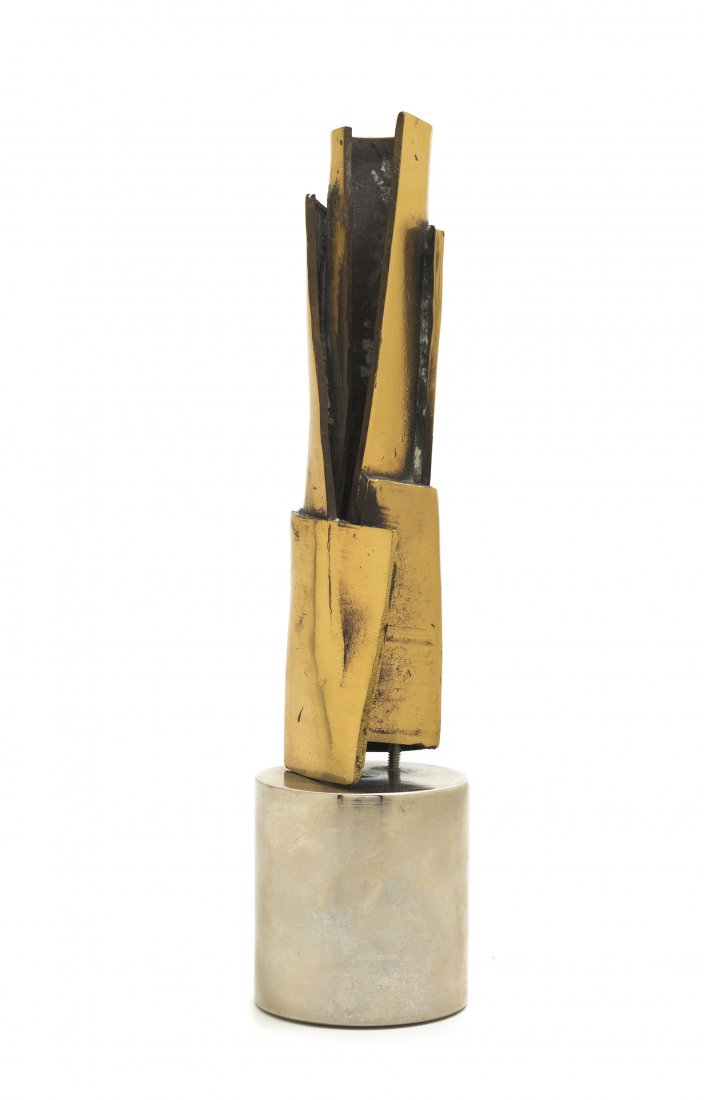 Virginio Ferrari, (American/Italian, b. 1937), Sp: Virginio Ferrari (American/Italian, b. 1937) Spirale Verticale, 1969 bronze and steel Height: 10 3/4 inches.