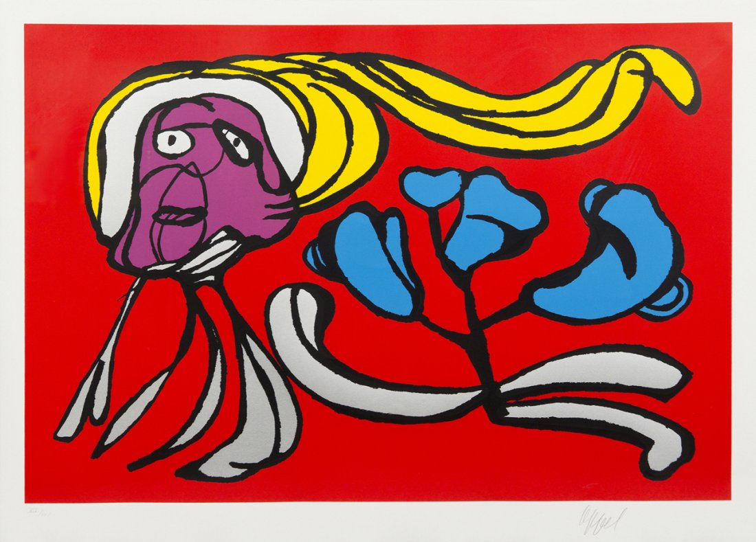 Karel Appel, (Dutch, 1921-2006), Untitled: Karel Appel (Dutch, 1921-2006) Untitled silkscreen edition XIV/XXV, signed Appel (lower right) 25 3/4 x 37 1/2 inches.