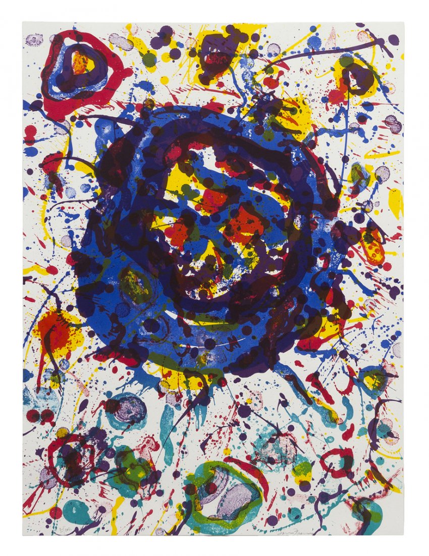 Sam Francis, (American, 1923-1994), Untitled, pl.: Sam Francis (American, 1923-1994) Untitled, pl.5 (from Michel Waldberg: Poemes dans la ciel series), 1986 lithograph edition 95/100, signed Sam Francis (lower right) 29 3/4 x