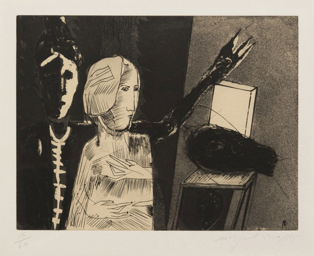 Mimmo Paladino, (Italian, b. 1948), Camera degli: Mimmo Paladino (Italian, b. 1948) Camera degli sposi, 1985 etching edition 16/40, signed M. Paladino and dated (lower right) 9 3/4 x 12 1/2 inches.