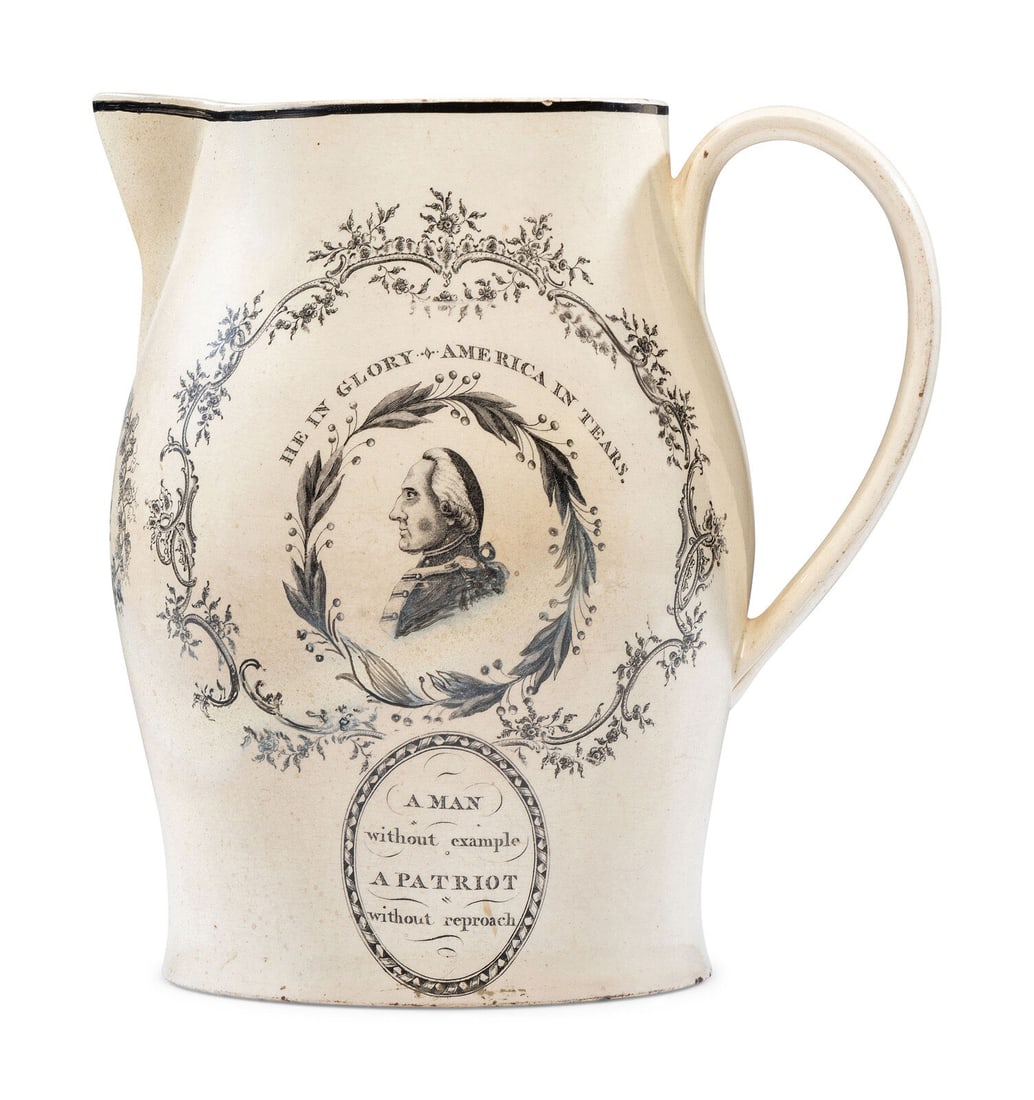 A Liverpool Transfer-Printed Creamware George Washington Memorial Pitcher (1 of 5)