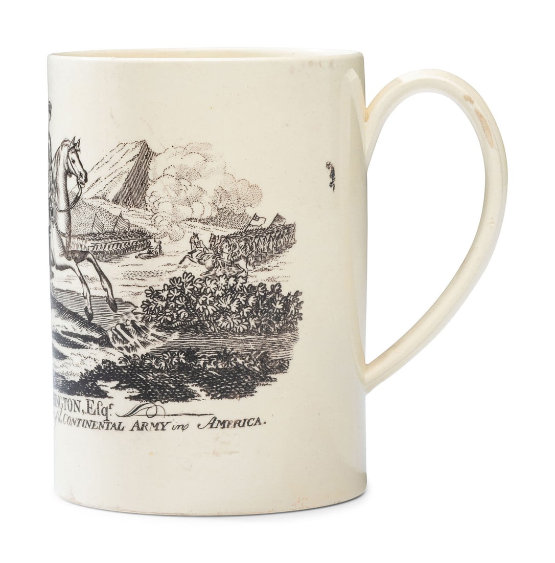 A Creamware Transfer-Printed Tankard with Naval Battle Scene (1 of 7)