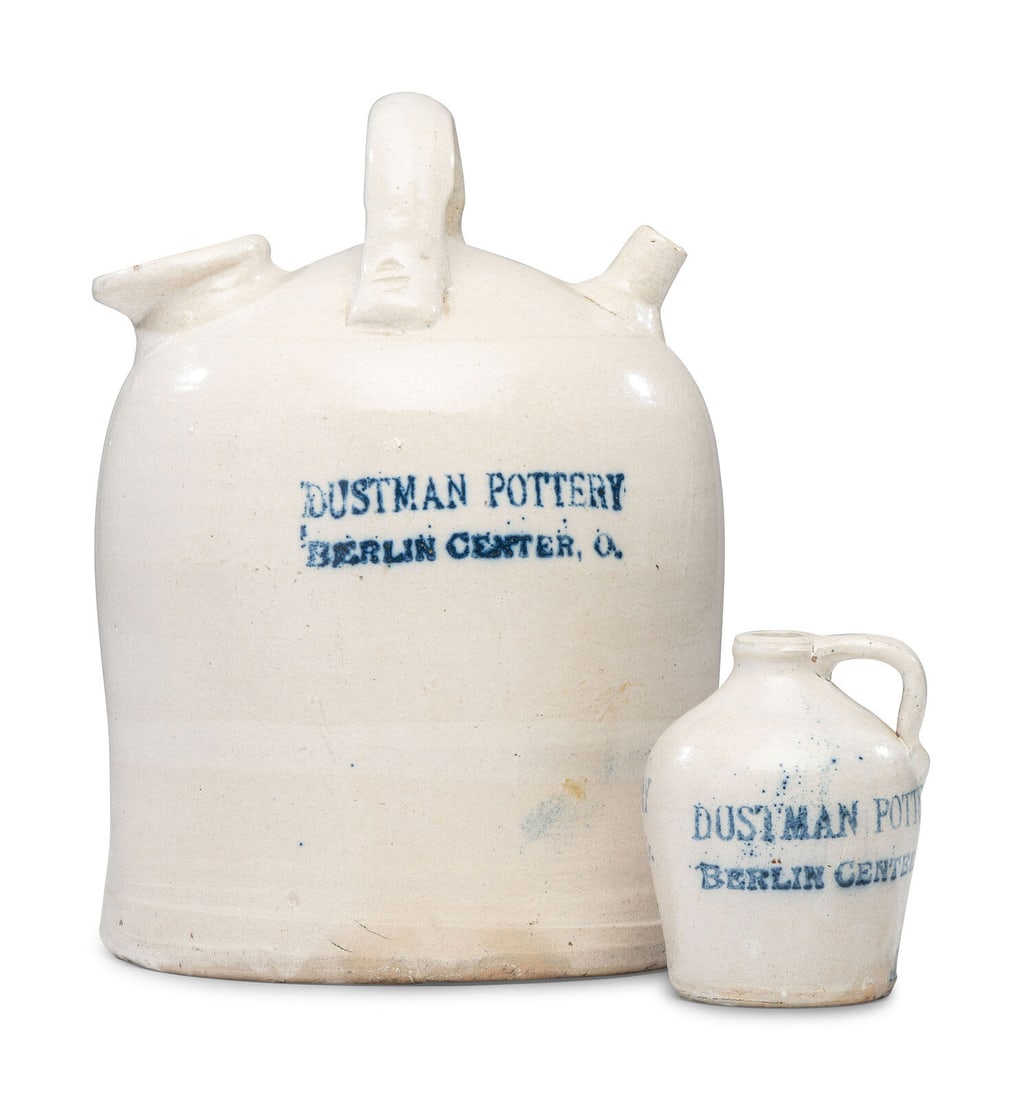 Two Dustman Pottery Stenciled Harvest or Field Jugs (1 of 7)