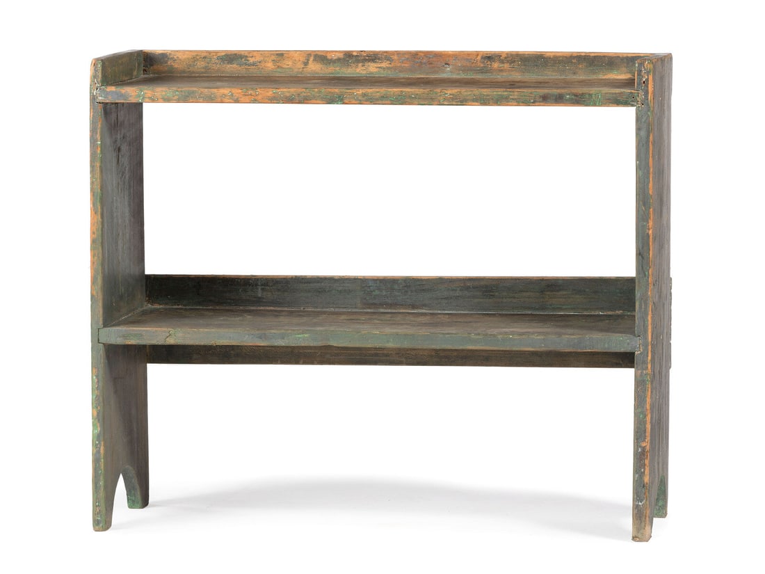 A Country Green Painted Pine Two-Tier Bucket Bench (1 of 4)