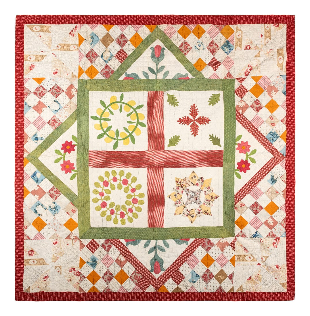 A Diamond Pattern 'Album' Cotton Quilt (1 of 2)
