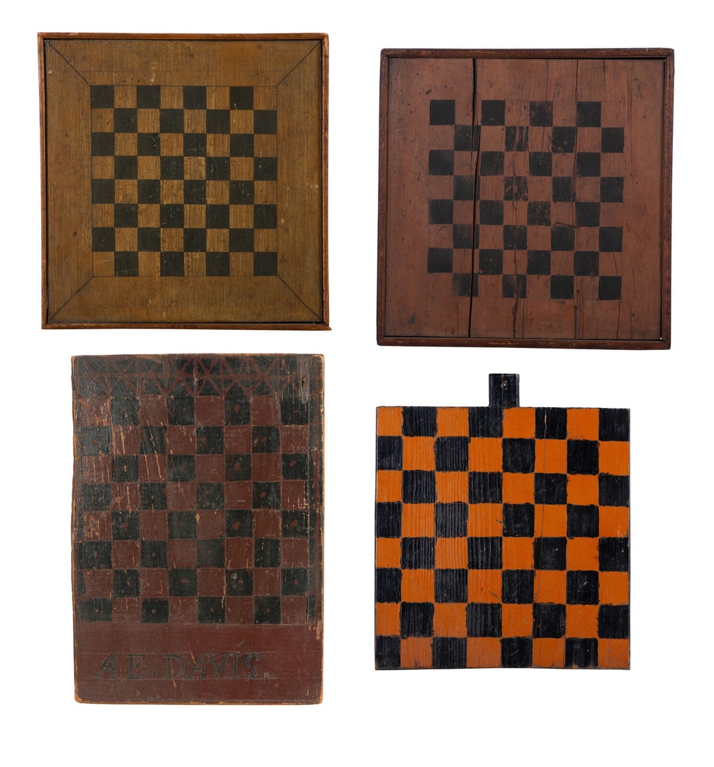 Four Paint Decorated Checkerboards (1 of 8)